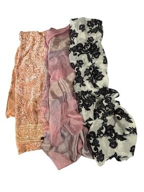 Three Lightweight Fashion Scarves - Peach, Pink & Black/White Floral